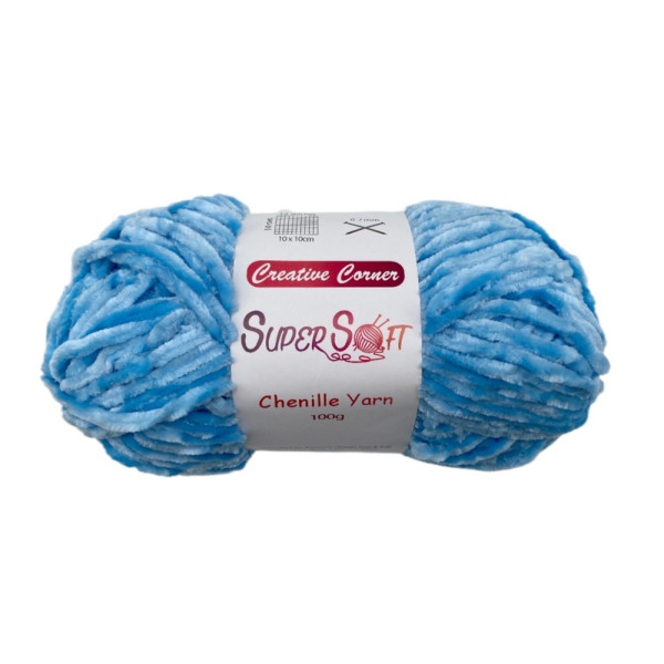 bulk 12 Baby Blue Super Soft Chenille Yarn 100G