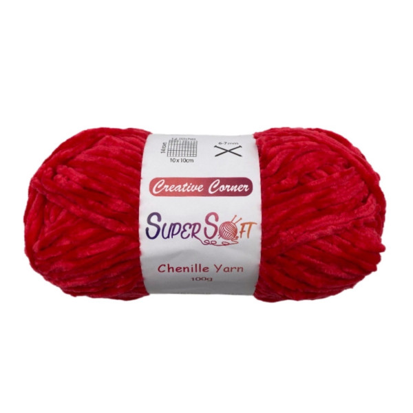 bulk 12 Red Super Soft Chenille Yarn 100G
