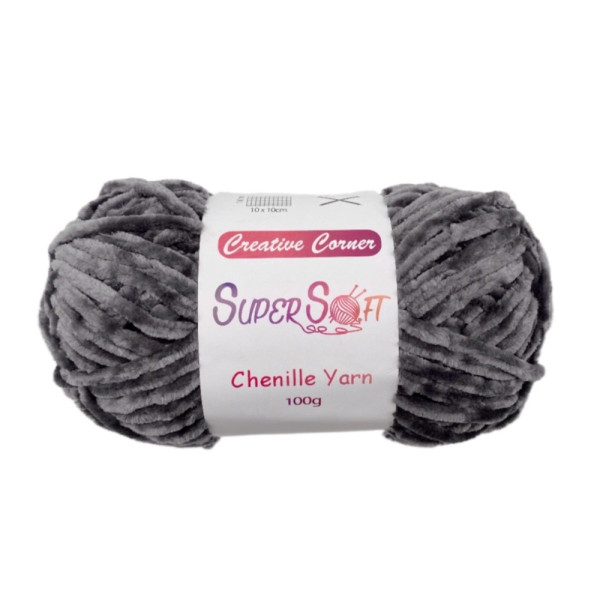 bulk 12 Dark Grey Super Soft Chenille Yarn 100G