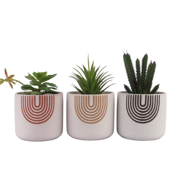 Set 3 Rainbow Ceramic Pot Planter 15cm