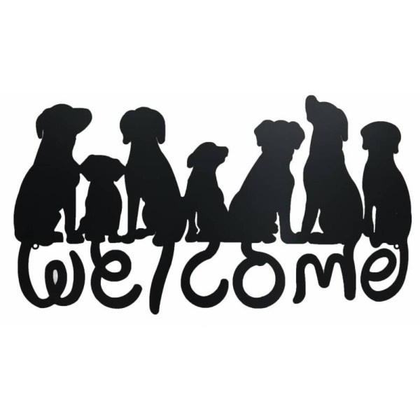 Welcome Dogs Metal Wall Art 71cm
