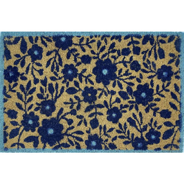 Blue Floral Doormat Door Mat 60cm