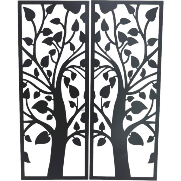 Set 2 Double Tree Metal Wall Art 35x91cm