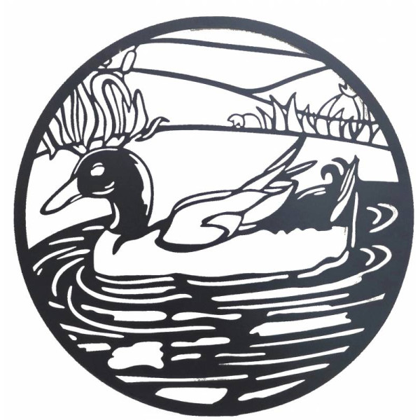 Round Friendly Duck Metal Wall Art 60cm