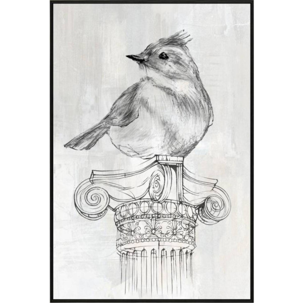 Bird on Column Framed Canvas 90cm