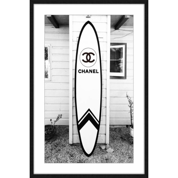 Large Designer Surfboard Framed Artwork 80x120cm