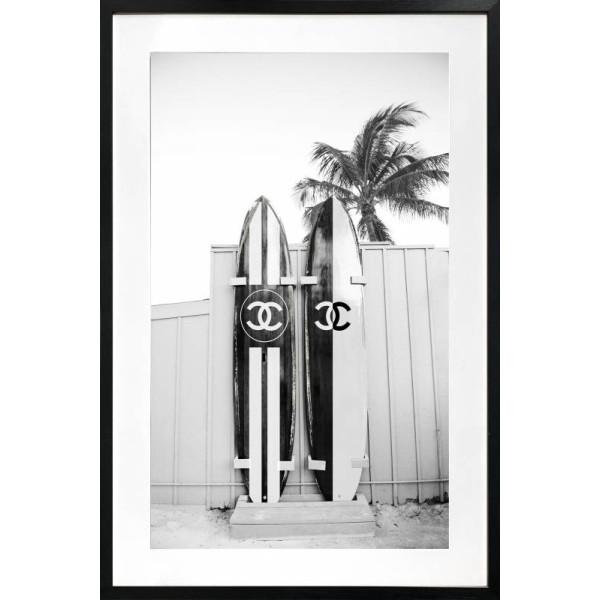 Luxury Surfboard Artwork Framed W Glass Front 80x120cm