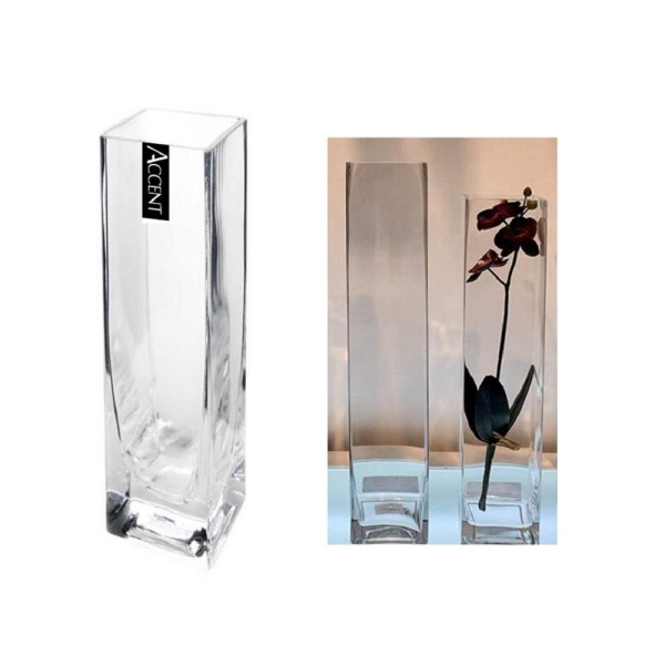 bulk 12 Glass Square Vase Flower 20cm
