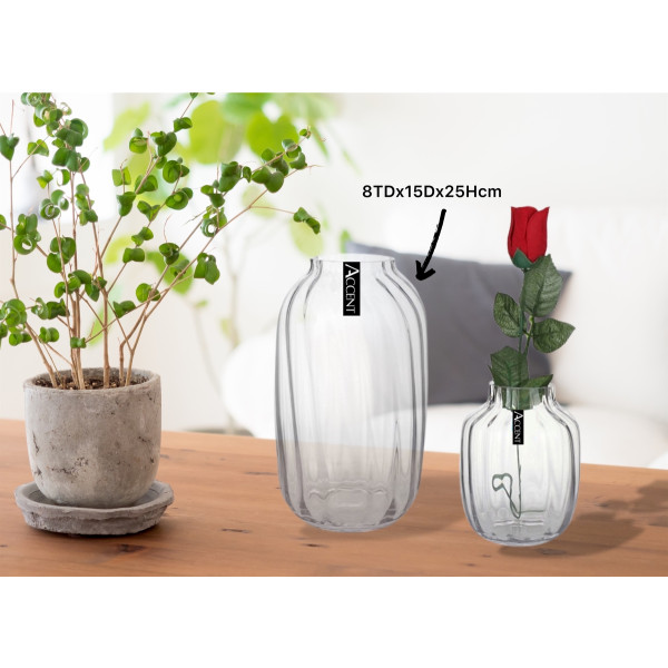 bulk 8 Glass Rippled Bud Vase Flower 25cm