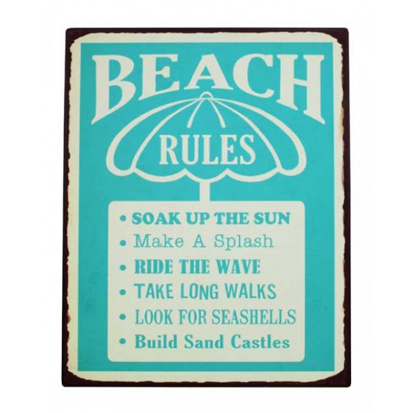 Beach Rules Wall Art 40cm