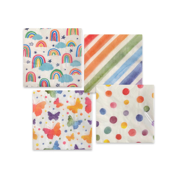 bulk 960 Rainbow Napkins 2ply Assort 33cm