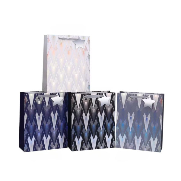 bulk 24 Xlarge Overlap Geo Diamonds Foiled Gift Bag Assort 43cm