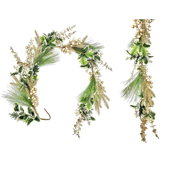 bulk 4 Gold Shimmer Xmas Garland 160cm