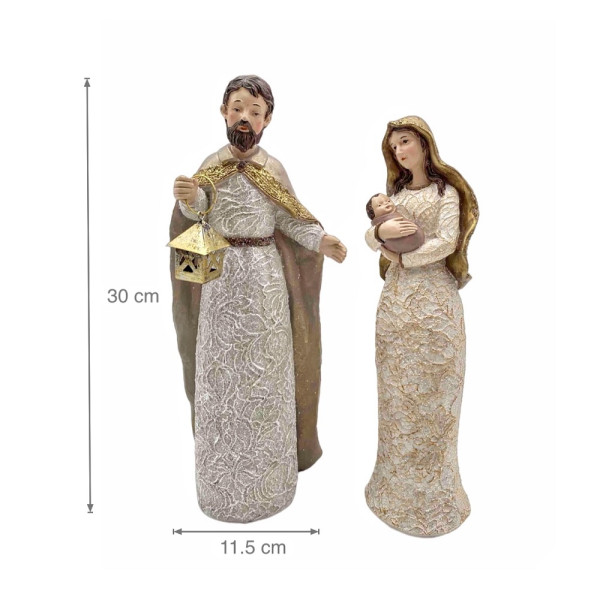bulk 4 Xmas White Nativity Deco Assort 30cm