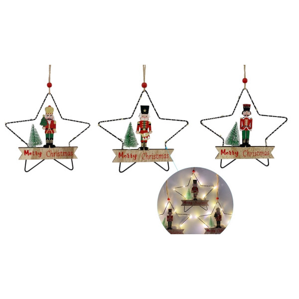 bulk 12 Xmas Nut Cracker W Star Led Lights Assort 17cm