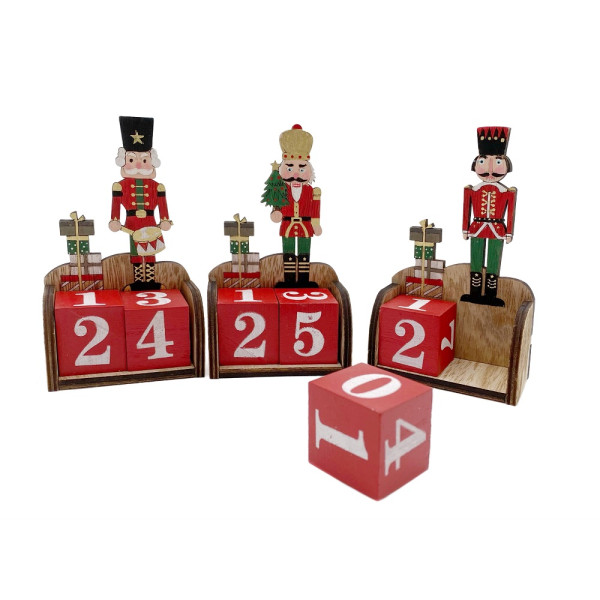bulk 24 Xmas Nut Cracker Standing Calendar Assort 12cm