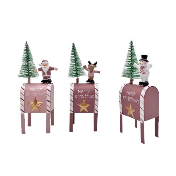 bulk 24 Xmas Metal Post Box Deco Assort 17cm