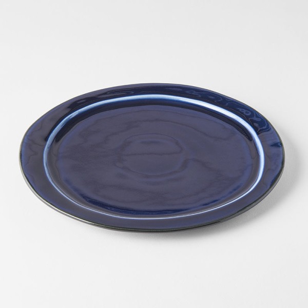 Plate Organic Flat 25.5cm Sapphire Blue Glaze