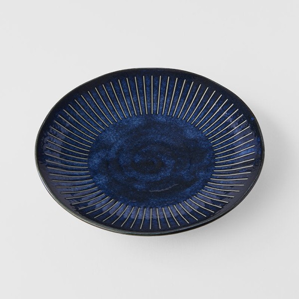 Dinner Plate 23cm Ridged Indigo Blue Glaze