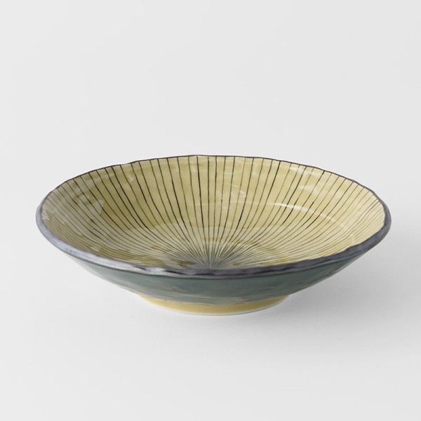 Pasta Bowl Open 24cm Green Converging Line Glaze