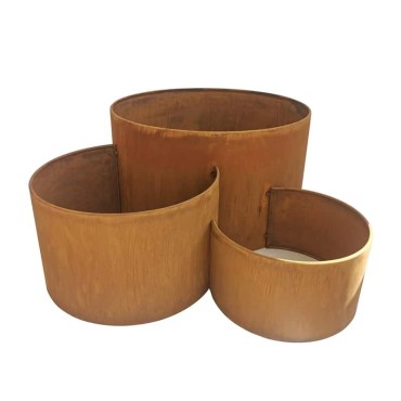Three Ring Rust Garden Planters 58cm, 40cm, 33cm