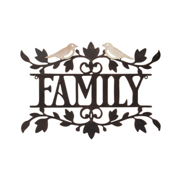 Laser Cut Family w Lovebirds Wall Art 51cm