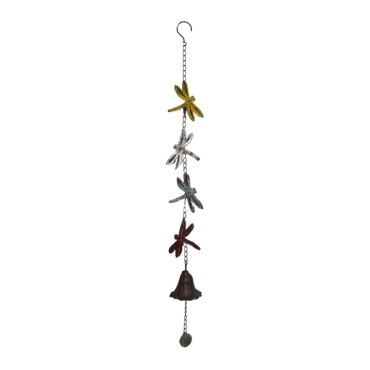 Hanging 4 Dragonflies w Cast Iron Bell 84cm