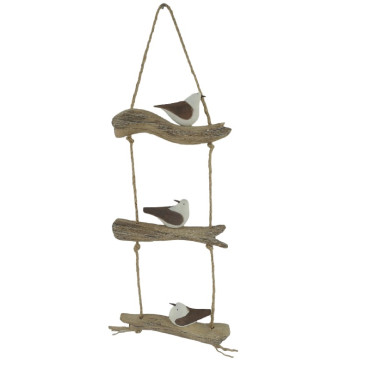 Birds On Driftwood w Rope Wall Art 47cm