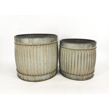 Set 2 Nested 'Vintage Garden' Planters / Bins 30cm, 24cm