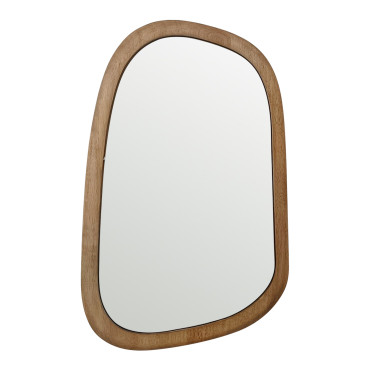 Mid Century Asymmetric Wood Framed Wall Mirror 40x62cm