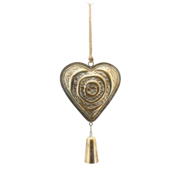 Metal Hanging Heart Decoration Gold 72cm