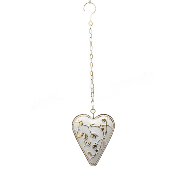Metal Hanging Heart Decoration White 23cm