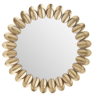 Round 3D Pressed Metal Mirror Gold 80cm