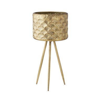 Press Metal Gold Planter on Stand 58cm