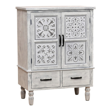 Hamptons Panel Double Door & Drawer Cabinet 87cm