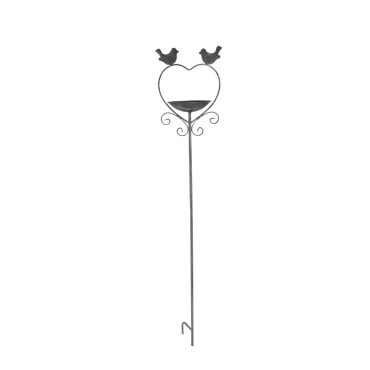 Heart w Birdfeeder + 2 Birds Garden Stake 100cm