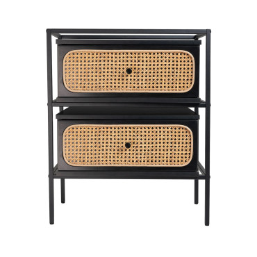 Tammy (Rattan) Bedside Table Black 58x69cm