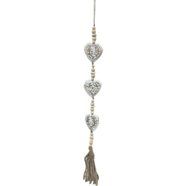 Handcrafted 3 Hearts W Beads + Tassel Mobile 90cm