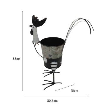 Black + White Polka Dot Chook Planter 35cm