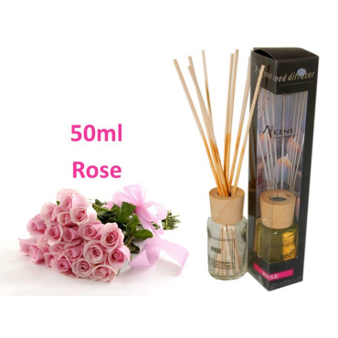 bulk 24 Scented Oil Diffuser Rose 50Ml 8 Rattan Sticks