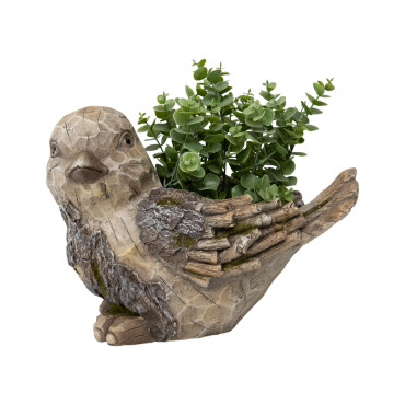 Rustic Bird Planter w Hole & Plug 36x27cm