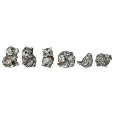 Set 6 Asst Garden Animal Figurines Paperweights 