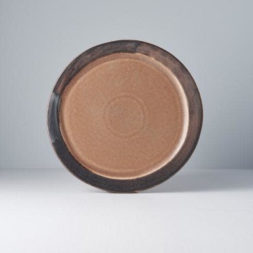 Plate Organic Flat 25.5cm Toffee Glaze