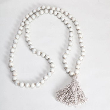 Large Mango Wood Bead Garland w Tassle 120cm
