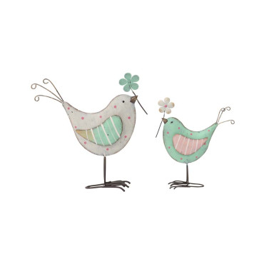 Set 2 Asst Sweetheart Birds w Flower 17cm