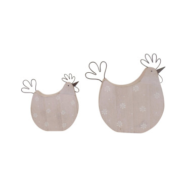 Set 2 Mum & Child Pastel & Rust Chooks 17cm