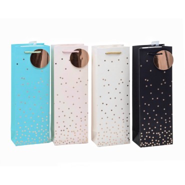 bulk 24 Gold Confetti Bottle Giftbag Foiled Bottle 4 Assorted 12x36cm