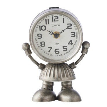 Silver Robot Table Clock 17cm