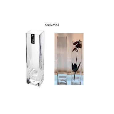 bulk 12 Glass Square Vase 20cm