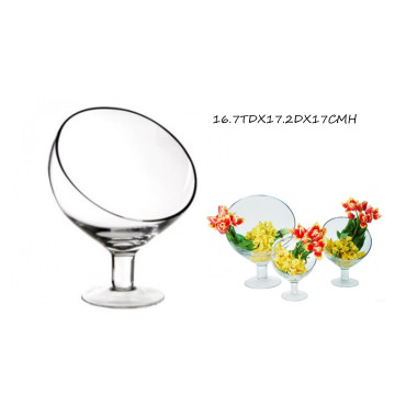 bulk 6 Glass Vase Round Slanted Top 17x17cm